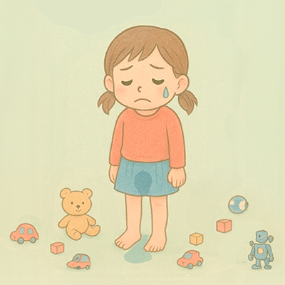 おもらししている子ども