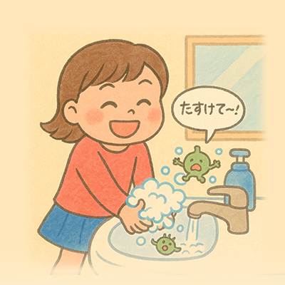 バイキンをやっつけて清潔になった手