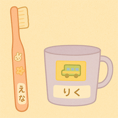 歯ブラシにシール
